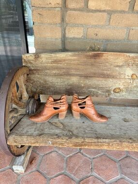 Frye Tan Leather Cutout Heel Booties